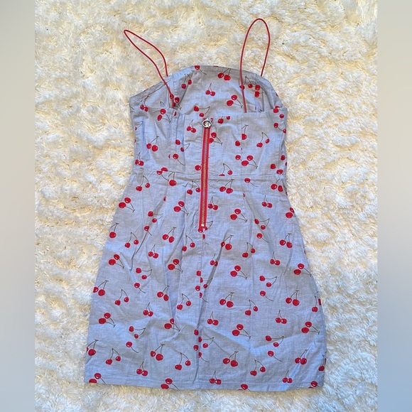 Urban Outfitters Colette Cherry Print Stretch Linen Mini Dress - Picture 4 of 6